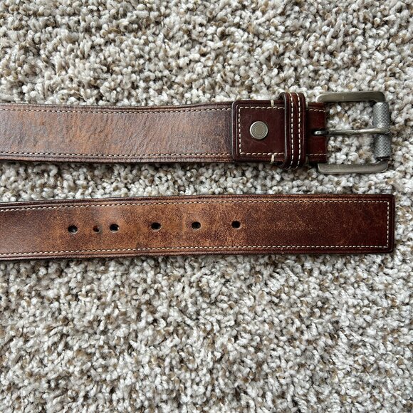 Vintage Coach Distressed Brown Leather Contrast Stitching Mens Belt 42" - Picture 3 of 15